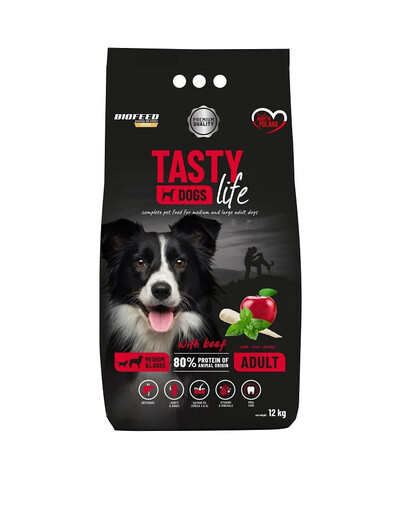 BIOFEED TASTY LIFE Premium su jautiena vidutinio ir didelio dydžio šunims 12 kg