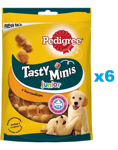 PEDIGREE Tasty Minis Junior 6x125 g skanėstas šuniukams su vištiena