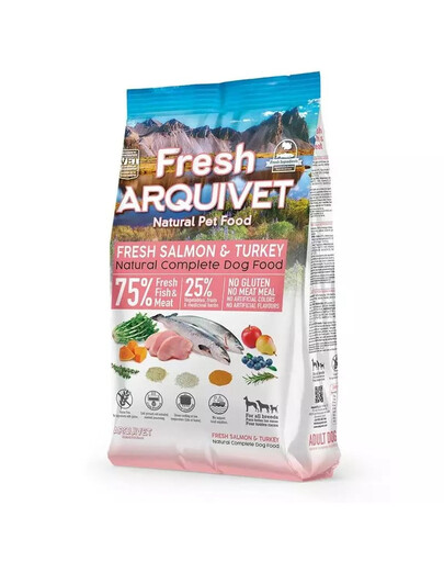 ARQUIVET Šviežias pusiau drėgnas šunų ėdalas lašiša su kalakutiena 2,5 kg