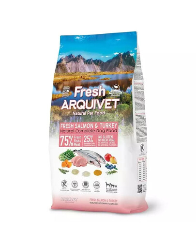ARQUIVET Šviežias pusiau drėgnas šunų ėdalas lašiša su kalakutiena 10 kg
