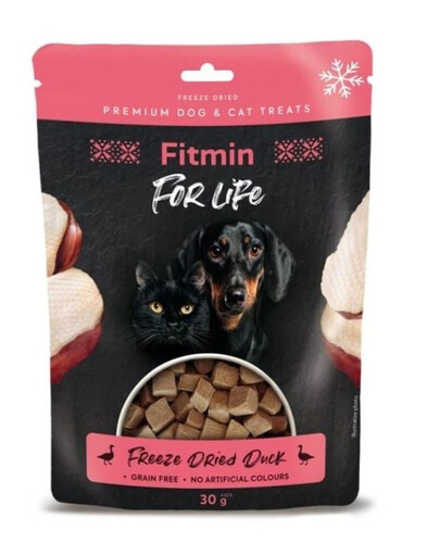 FITMIN For Life Freeze dried duck 30 g liofilizuotas anties skanėstas šunims ir katėms
