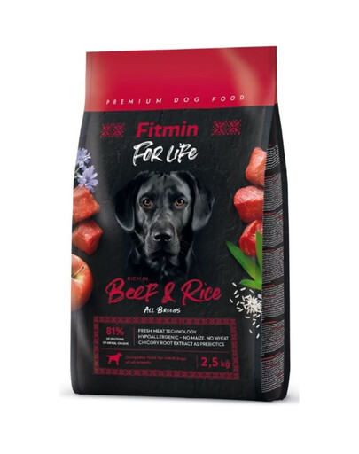 FITMIN Dog For Life Adult Beef Rice 2,5 kg visų veislių šunims