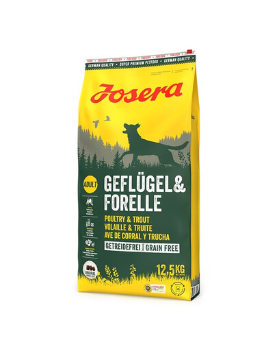 JOSERA Geflügel Forelle 12,5 kg Maistas be grūdų aktyviems šunims