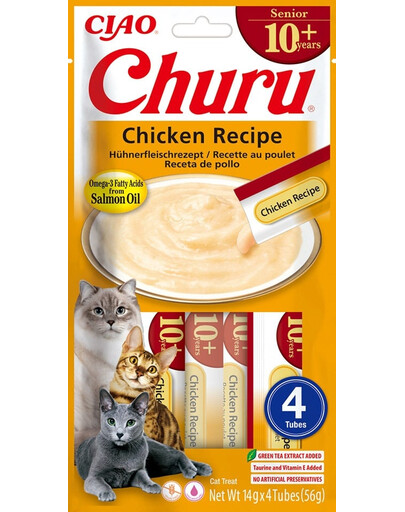 INABA Churu Cat Senior Chicken 4x14g kreminis vištienos skonio skanėstas vyresnėms katėms