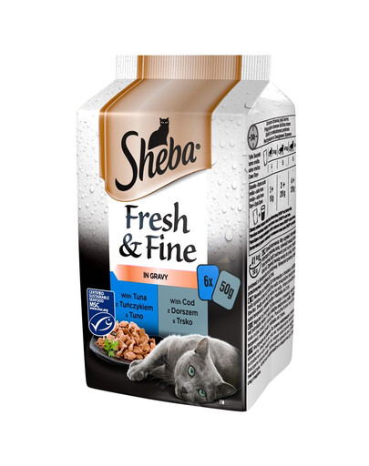 saszetka 6x50g Fresh & Fine - mokra karma dla kotów w sosie (z łososiem, z tuńczykiem, z dorszem)