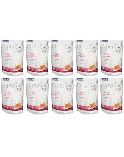 DOLINA NOTECI PIPER Animals Cat z łososiem 10x100 g mokra karma dla kota