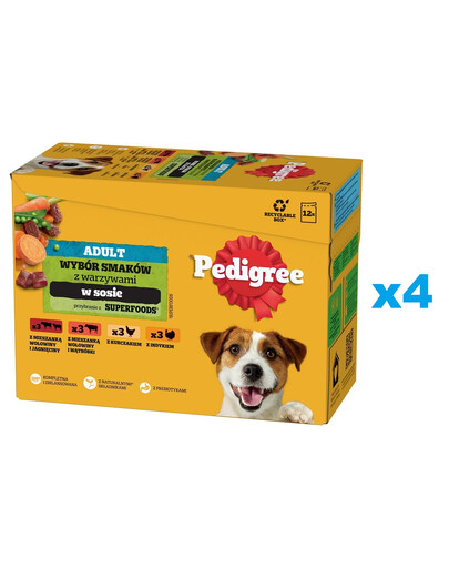 PEDIGREE Junior Wybór Smaków z ryżem saszetki 52x100 g mokra karma pełnoporcjowa dla szczeniąt, kawałki z mieszanką wołowiny i wątróbki i ryżem, z kurczakiem i ryżem, w galaretce