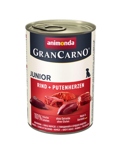 Grancarno puszka 800 g junior wołowina + serca indycze