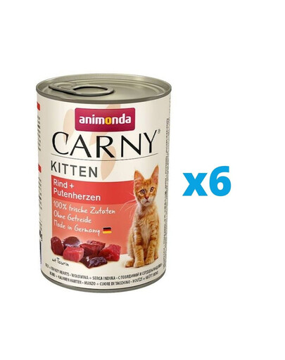 ANIMONDA Carny Kitten zestaw Wołowina/Serce Indyka 6 x 400 g
