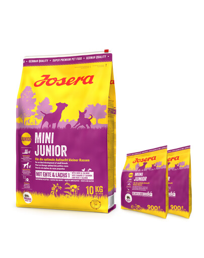 JOSERA Mini Junior 10kg mažų veislių šuniukams + 2x 900g DOVANŲ