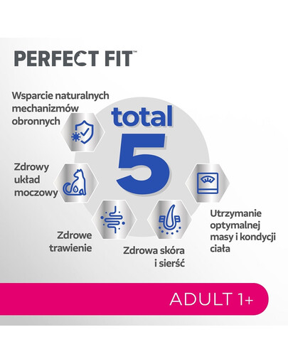 PERFECT FIT Adult 1+ 7 kg sausa visavertė maistas suaugusiems katėms, turintis šviežio lašišos