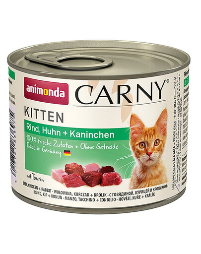 Carny Puszka Kitten Wołowina/Kurczak/Królik 200 g