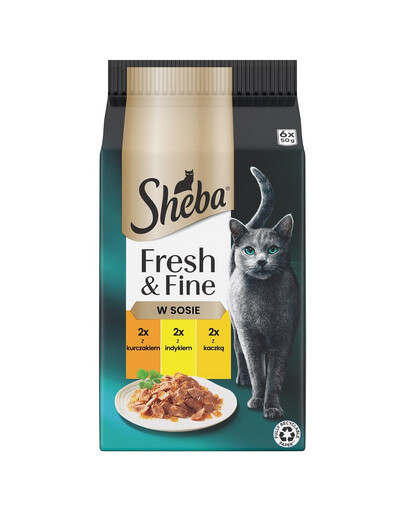 SHEBA Fresh & Fine 6x50 g drėgnas kačių maistas su vištiena, kalakutiena ir antiena