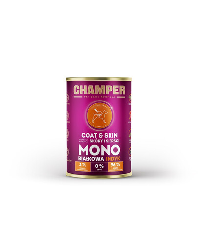 CHAMPER Coat Skin Kalakutienos monoproteinų ėdalas šunims 400 g