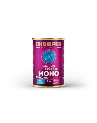 CHAMPER Immuno Jautienos monoproteinų ėdalas šunims 400 g