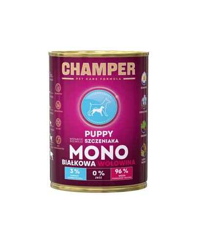 CHAMPER Puppy Jautienos monoproteinų ėdalas šuniukams 400 g