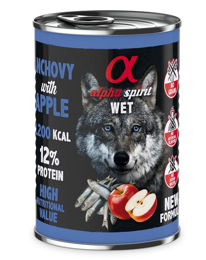 ALPHA SPIRIT Anchois z jabłkiem 400 g mokra karma dla psa