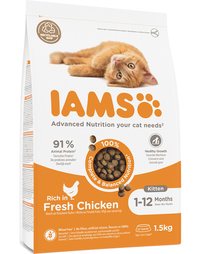 IAMS for Vitality Kitten Chicken 1,5 kg kačiukams