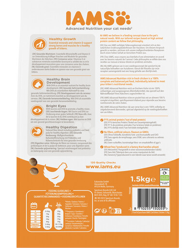 IAMS for Vitality Kitten Chicken 1,5 kg kačiukams