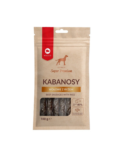 MACED Super Premium jautienos kabanosai su ryžiais 100 g