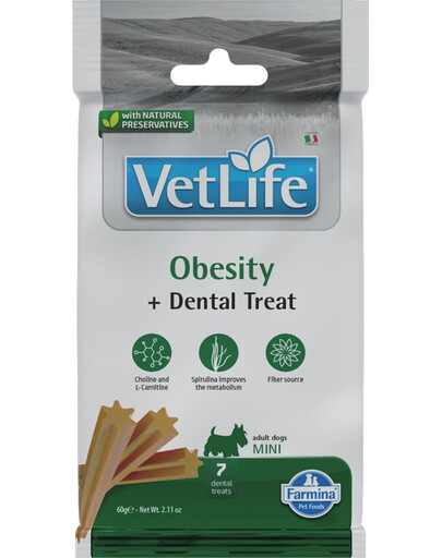 FARMINA Vet Life Dental Treat Obesity Mini 60 g (7 vnt.) dantų skanėstai mažų veislių šunims