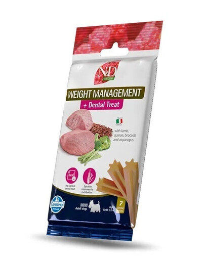 FARMINA N&D Quinoa Dental Treat Weight management Mini 60 g (7 vnt.) dantų skanėstai mažų veislių šunims