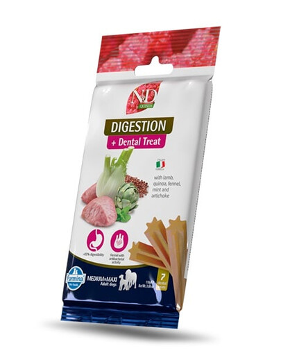 FARMINA N&D Quinoa Dental Treat Digestion Medium/Maxi 100 g (7 vnt.) dantų skanėstų vidutiniams ir dideliems šunims