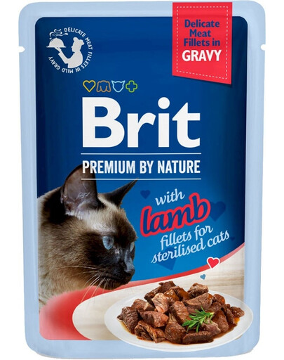BRIT Premium By Nature Fillets in Gravy for Sterilized cats su ėriena 24x85g