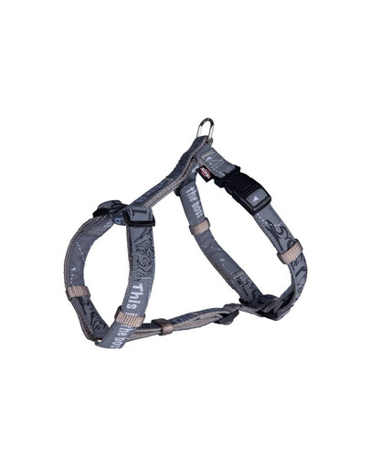 Trixie Modern Art This Is The Boss H-Harness petnešos M - L 50-75 cm / 20 mm pilkos
