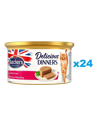 BUTCHER'S Classic Delicious Dinners su kepenėlėmis ir jautiena, 24 vnt. po 85 g