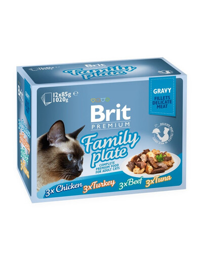 BRIT Premium by Nature Cat Delicate Fillets in Gravy Family Plate 12x85g drėgnas maistas padaže suaugusiems katėms