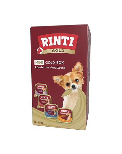RINTI Gold Mini Multibox 8x100 g drėgnas maistas suaugusiems mažų veislių šunims