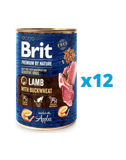 BRIT Premium by Nature jagnięcina i gryka mokra karma dla psa 12 x 400 g