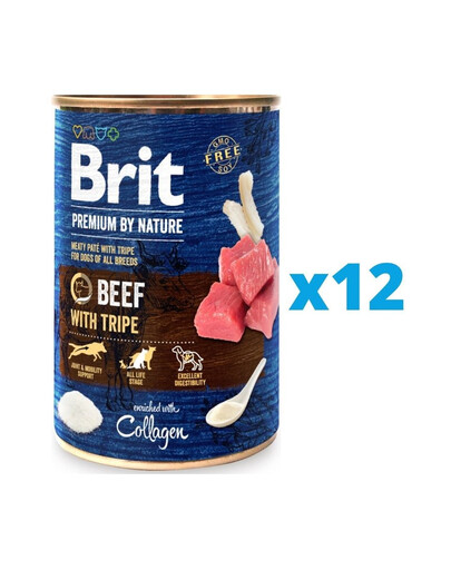 BRIT Premium by Nature Beef&Tripes mokra karma z wołowiną dla psa 12 x 400 g