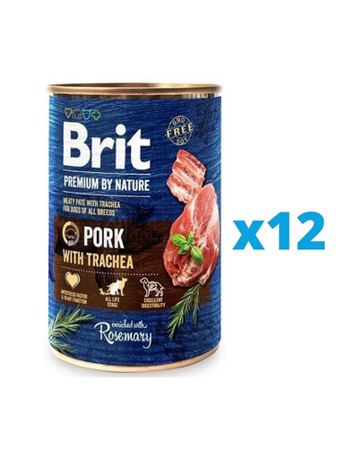 BRIT Premium by Nature Pork&Trachea karma mokra dla psa z wieprzowiną i przełykami 12 x 400 g