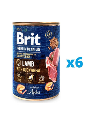BRIT Premium by Nature jagnięcina i gryka mokra karma dla psa 6 x 400 g