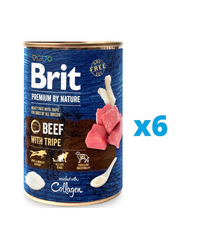 BRIT Premium by Nature Beef&Tripes mokra karma z wołowiną dla psa 6 x 400 g