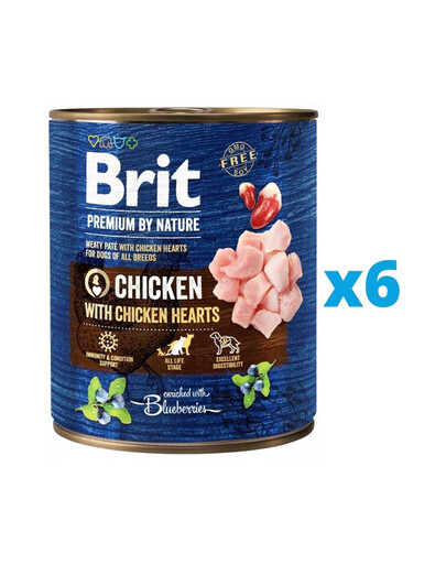 BRIT Premium by Nature kurczak i serca mokra karma dla psa 6 x 800 g