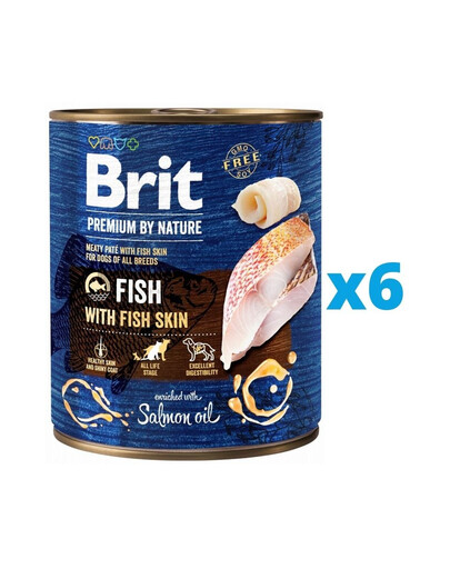 BRIT Premium by Nature ryba i rybia skóra mokra karma dla psa 6 x 800 g