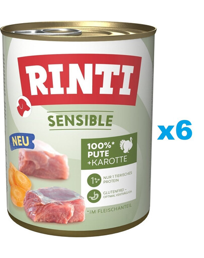 RINTI „Sensible“ kalakutiena su morkomis, 6 x 800 g