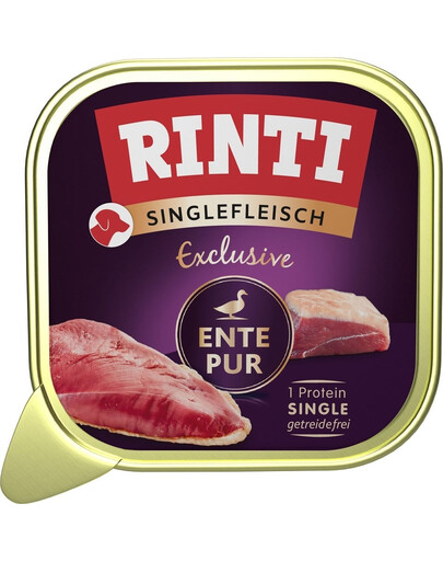 RINTI Singlefleisch Exclusive Duck Pure Vienos rūšies baltymų maistas su antiena, 24 x 150 g