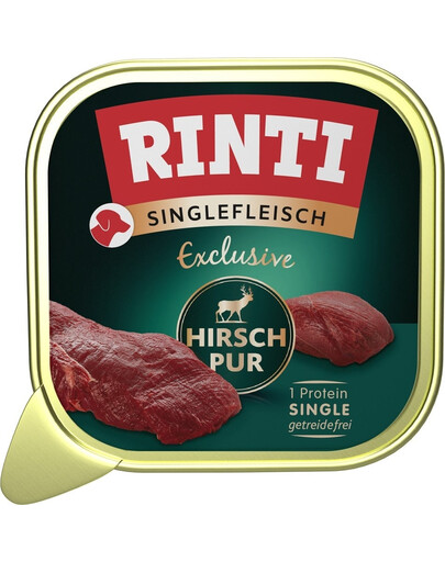RINTI Singlefleisch Exclusive Venison Pure Vienos rūšies baltymų maistas su elniena, 24 x 150 g