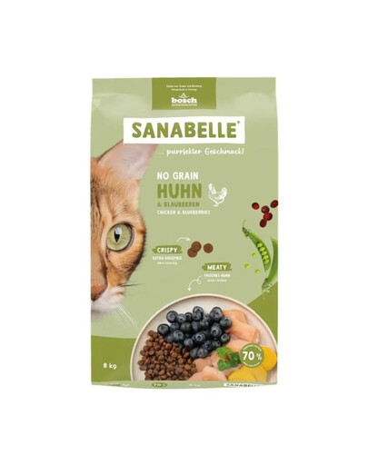 SANABELLE No Grain Vištiena 8 kg be grūdų kačių maistas