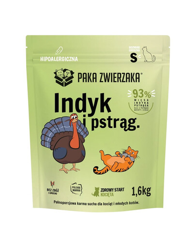 PAKA ZWIERZAKA Sausas maistas Kalakutas su upėtakiu kačiukams S 1,6 kg