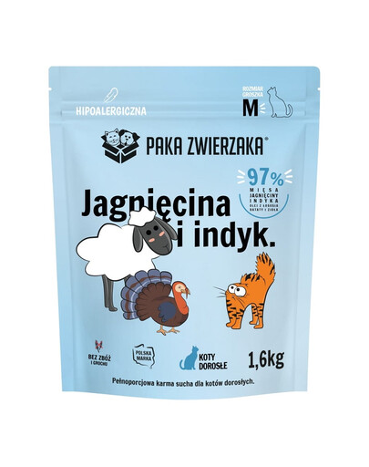 PAKA ZWIERZAKA Sausas maistas Aviena ir kalakutiena katėms M 1,6 kg