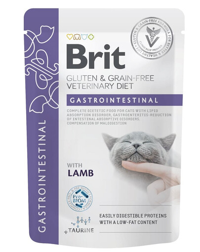 BRIT Veterinary Diet Grain Free Gastrointestinal Cat Fillets in Gravy Lamb 12x85g katėms, turinčioms virškinimo problemų