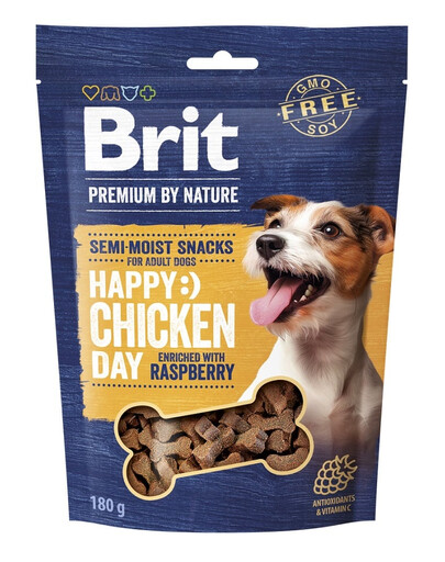 BRIT Premium by Nature Semi-moist Snack Chicken and Raspberry 180g pusiau drėgna užkanda šunims su vištiena ir avietėmis