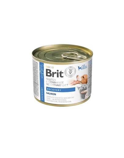 BRIT Veterinary Diet Grain Free Recovery 200 g lašiša ir vištienos kepenėlės šunims ir katėms reabilitacijos laikotarpiu