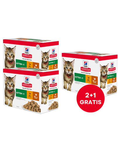 HILL'S Science Plan Feline Kitten Multipack Chicken & Turkey 85 g x12 Szt. (2+1 NEMOKAMAI)