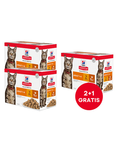 HILL'S Science Plan Feline Adult Multipack Poultry Selection 85 g x12 vnt (2+1 NEMOKAMAI)